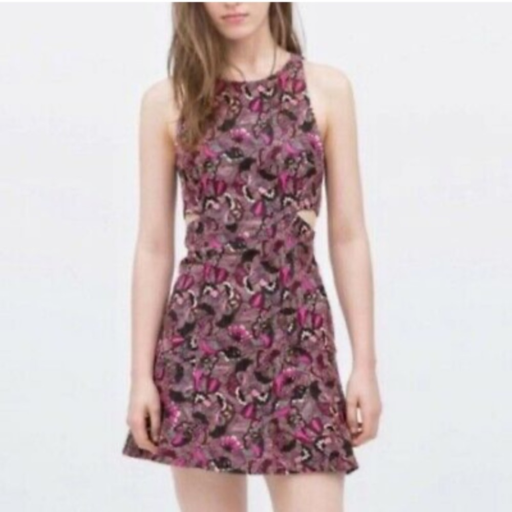 ZARA Cutout Floral Mini Dress